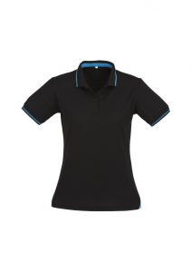 Ladies Jet Polo Black/Cyan 24