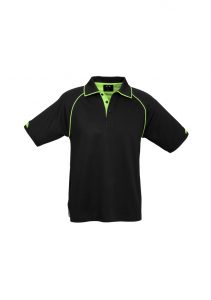 Mens Fusion Polo Black/Fluoro Lime 5XL