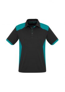 Mens Rival Polo Black/Teal 5XL