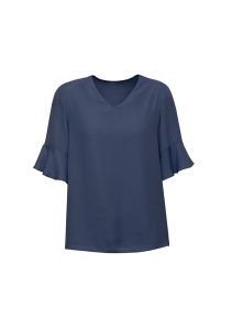 Womens Aria Fluted Sleeve Blouse Storm Blue 4