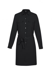 Womens Chloe Georgette Shirt Dress Black 4