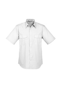 Mens Epaulette Short Sleeve Shirt White 5XL