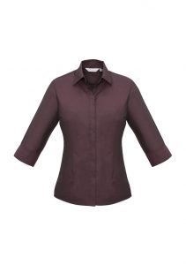 Ladies Hemingway 3/4 Sleeve Shirt Port Wine 12