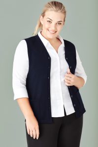 Womens Button Front Knit Vest Navy 4XL