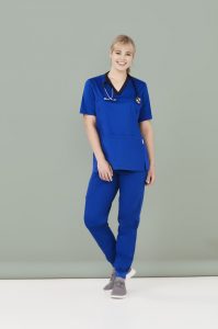 Womens Riley V-Neck Scrub Top Electric Blue XXS