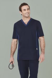 Mens Riley V-Neck Scrub Top Midnight Navy XS