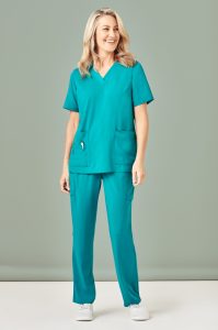 Womens Avery Easy fit V-Neck Scrub Top Teal 5XL