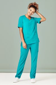 Womens Avery Tailored Fit Round Neck Scrub Top Teal 3XL