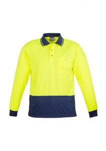 Unisex Hi Vis Basic Spliced Polo - Long Sleeve Yellow/Navy 3XL