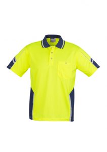 Mens Hi Vis Squad S/S Polo Yellow/Navy 7XL