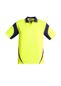 Mens Hi Vis Aztec Polo - Short Sleeve Yellow/Navy 3XL