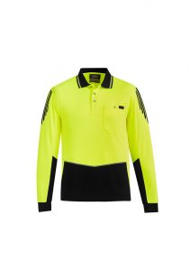 Mens Hi Vis Flux L/S Polo Yellow/Black 7XL