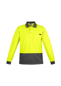 Mens Comfort Back L/S Polo Yellow/Charcoal 7XL