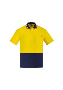 Mens Hi Vis Cotton S/S Polo Yellow/Navy 7XL