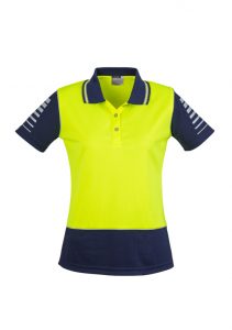 Womens Hi Vis Zone Polo Yellow/Navy 24