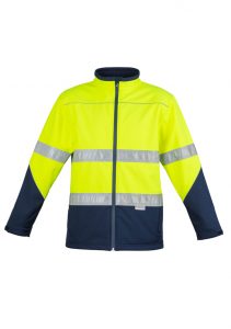 Unisex Hi Vis Soft Shell Jacket Yellow/Navy 5XL