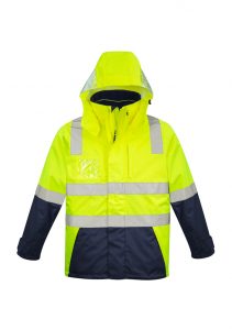 Mens Hi Vis 4 in 1 Waterproof Jacket Yellow/Navy 7XL