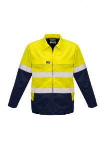 Mens Hi Vis Cotton Drill Jacket Yellow/Navy L