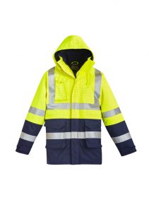 Mens FR Arc Rated Anti Static Waterproof Jacket Yellow/Navy 3XL