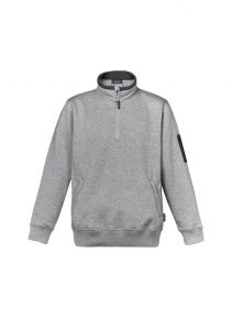 Mens 1/4 Zip Brushed Fleece Grey Marle XXS