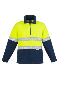 Hi Vis Polar Fleece Jumper - Hoop Taped Yellow/Navy 7XL