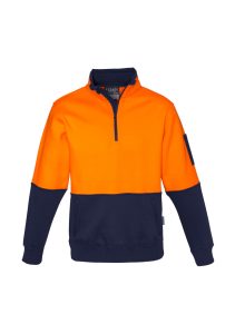 Unisex Hi Vis Half Zip Pullover Orange/Navy 7XL