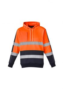 Unisex Hi Vis Stretch Taped Hoodie Orange/Navy 7XL