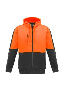 Unisex Hi Vis Full Zip Hoodie Orange/Charcoal 7XL
