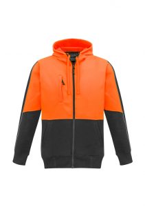 Unisex Hi Vis Full Zip Hoodie Orange/Charcoal 7XL