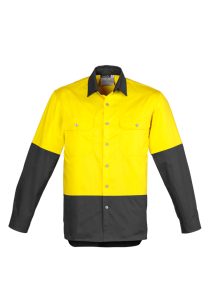 Mens Hi Vis Spliced Industrial Shirt Yellow/Charcoal 7XL