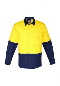 Mens Rugged Cooling Hi Vis Spliced Shirt Yellow/Navy 7XL